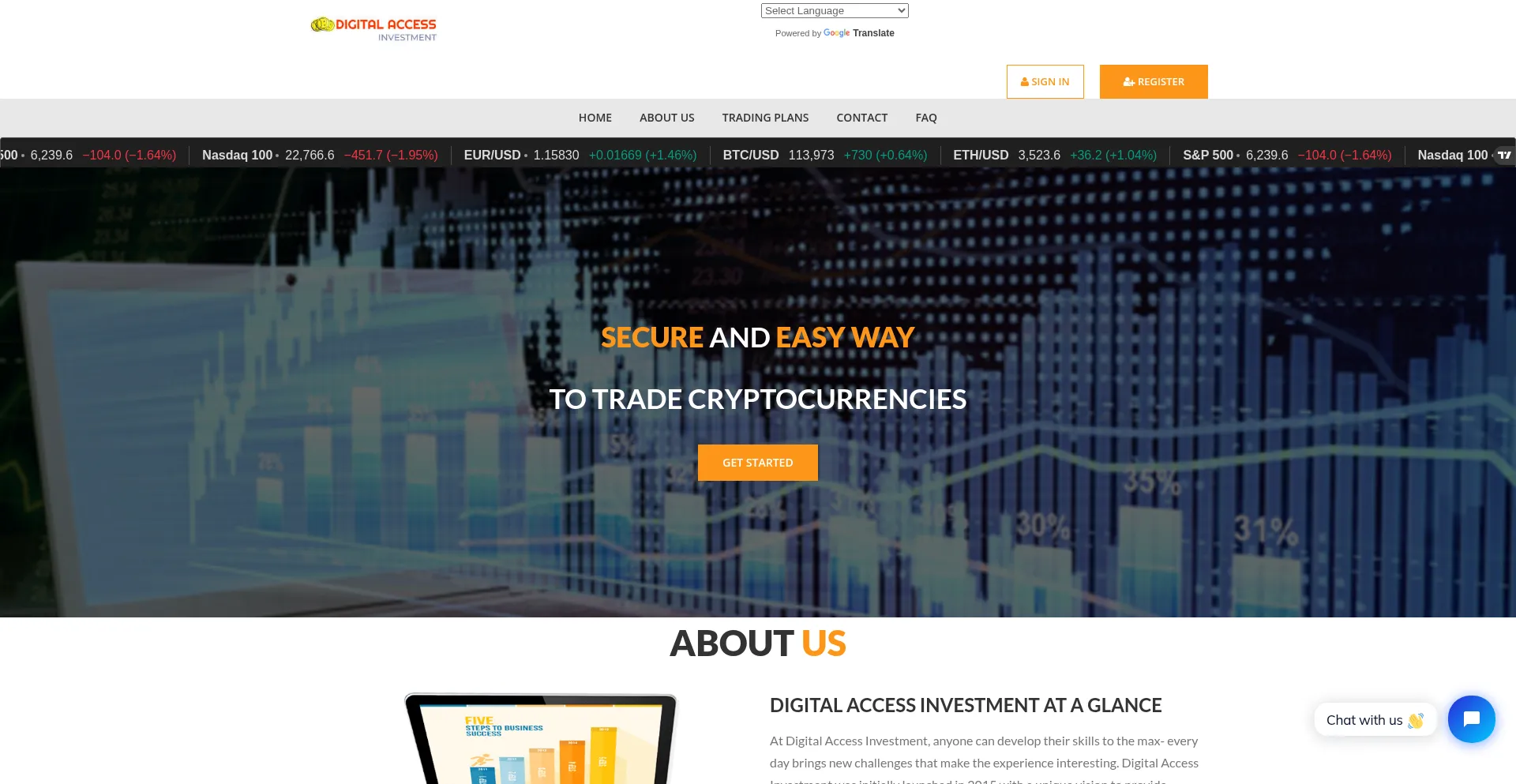 Website screenshot of Digitalaccessinvestment.com