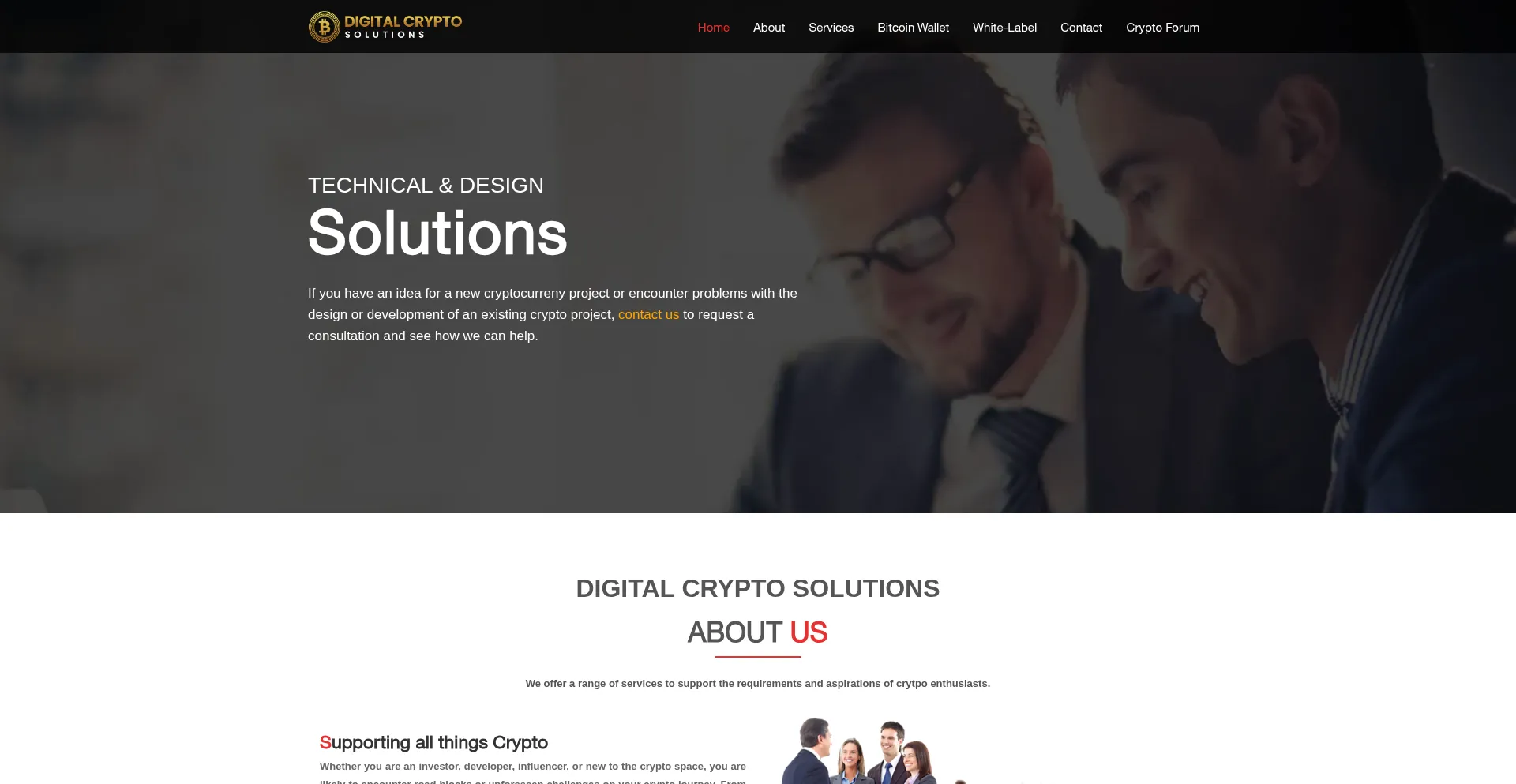 Website screenshot of Digitalcryptosolutions.com
