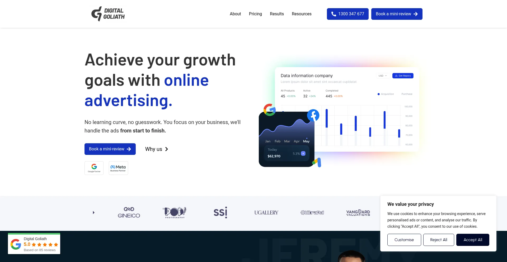 Website screenshot of Digitalgoliath.com.au