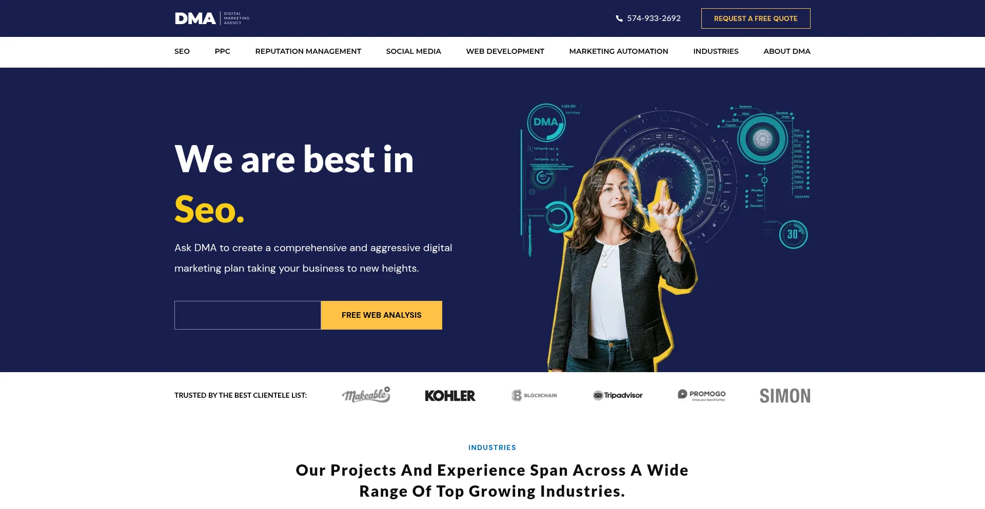 Website screenshot of Digitalmarketingagency.com