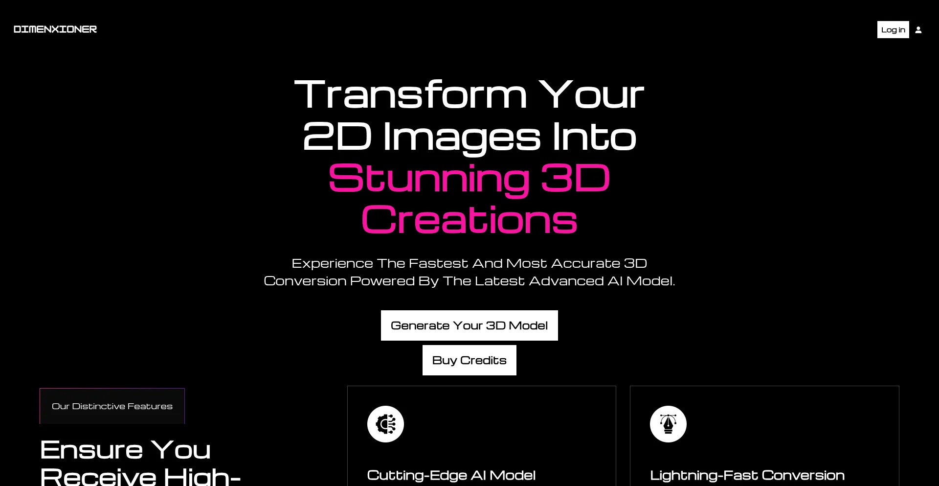 Website screenshot of Dimenxioner.com