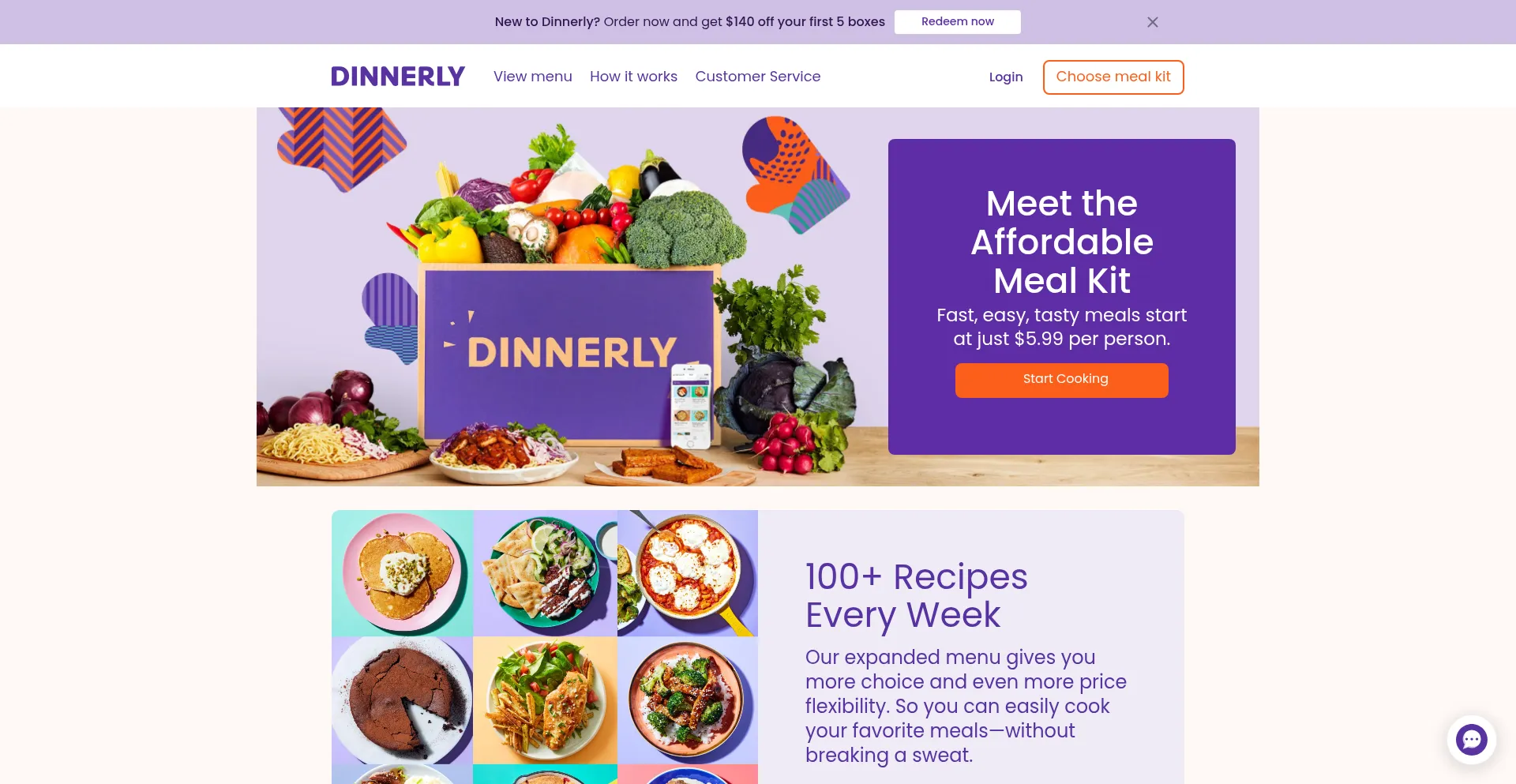 Dinnerly.com Screenshot