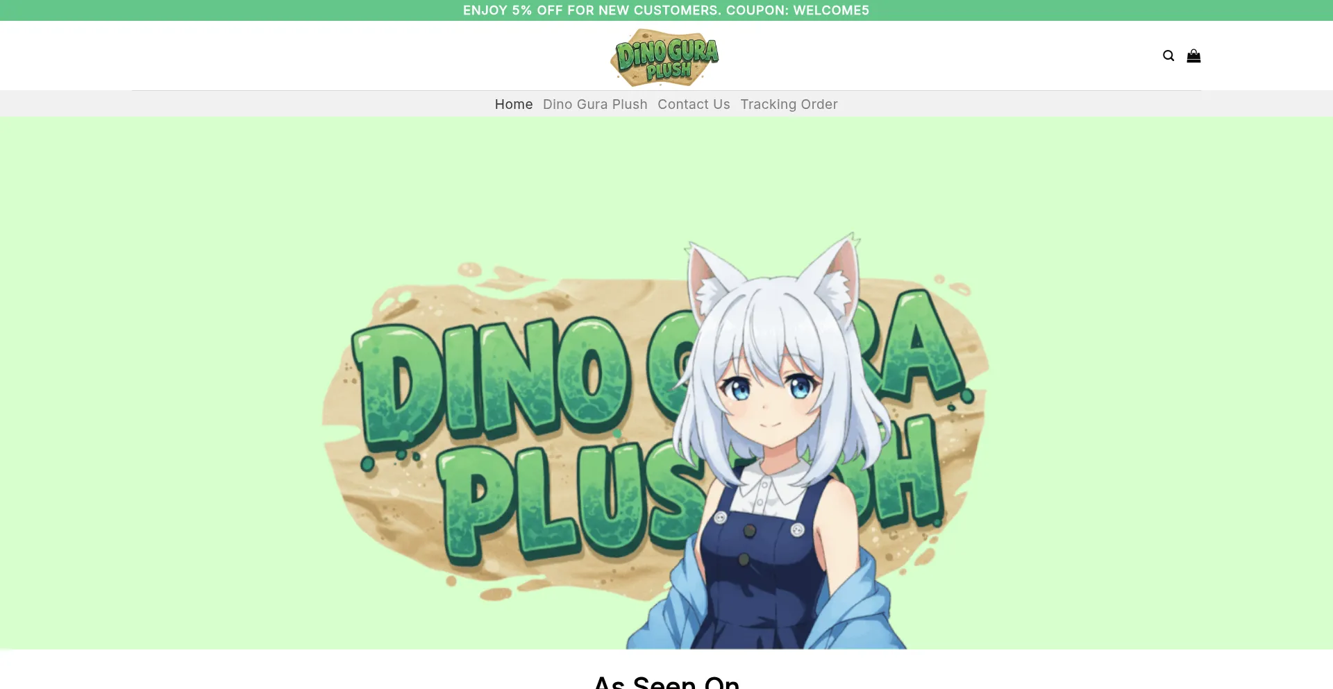 Website screenshot of Dinoguraplushies.com