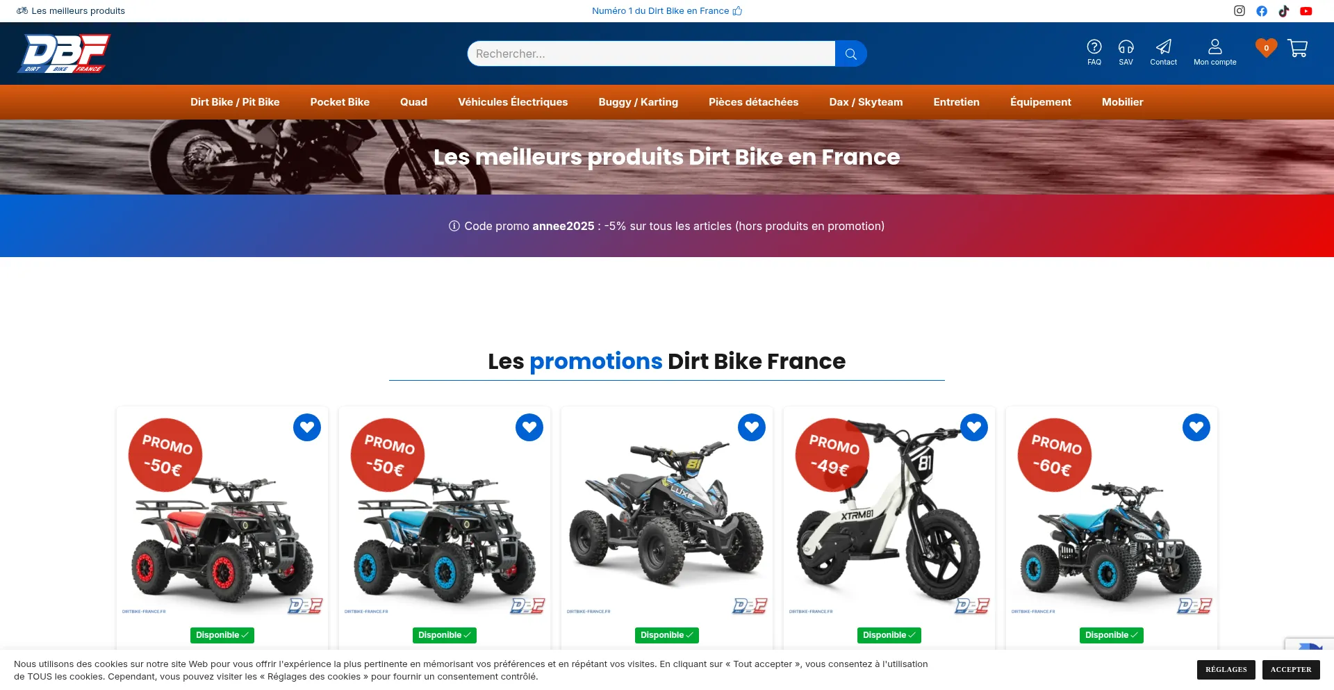 Website screenshot of Dirtbike-france.fr