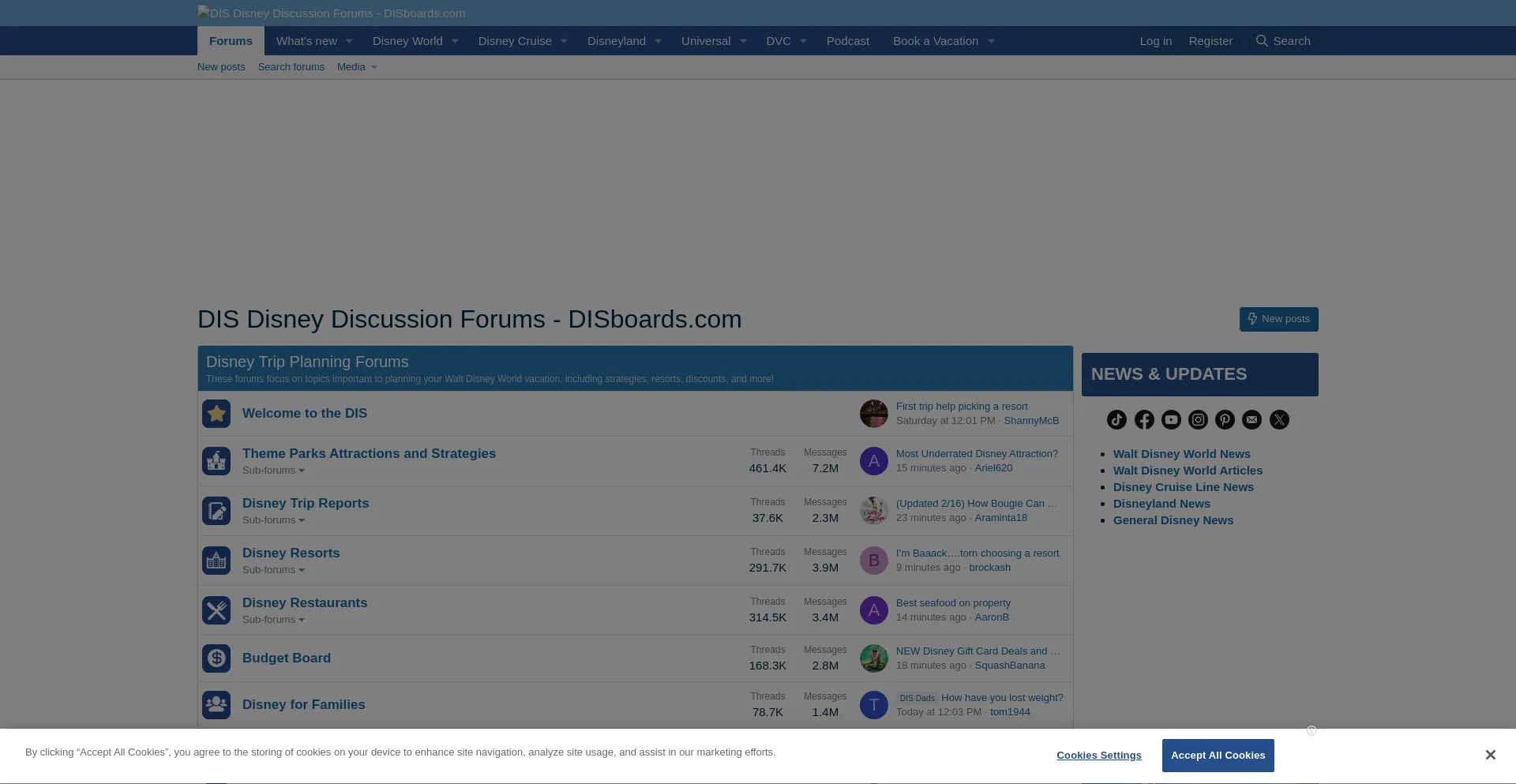 Website screenshot of Disboards.com