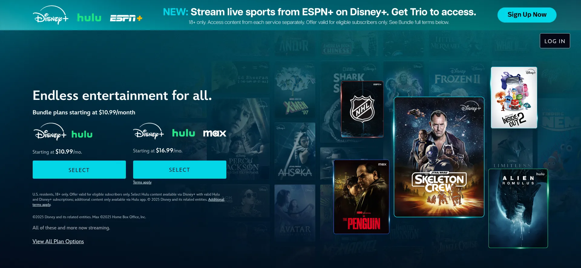 Website screenshot of Disneyplus.com