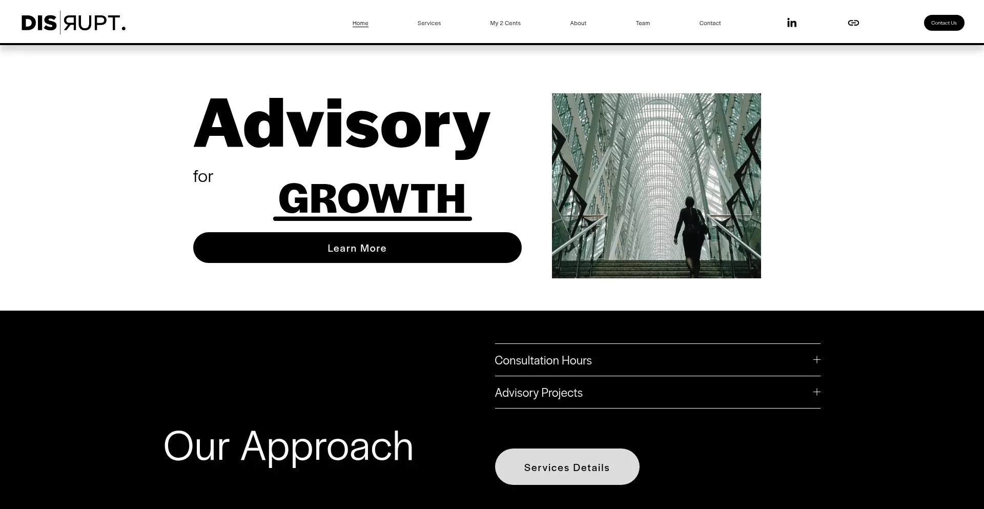 Website screenshot of Disruptintl.com