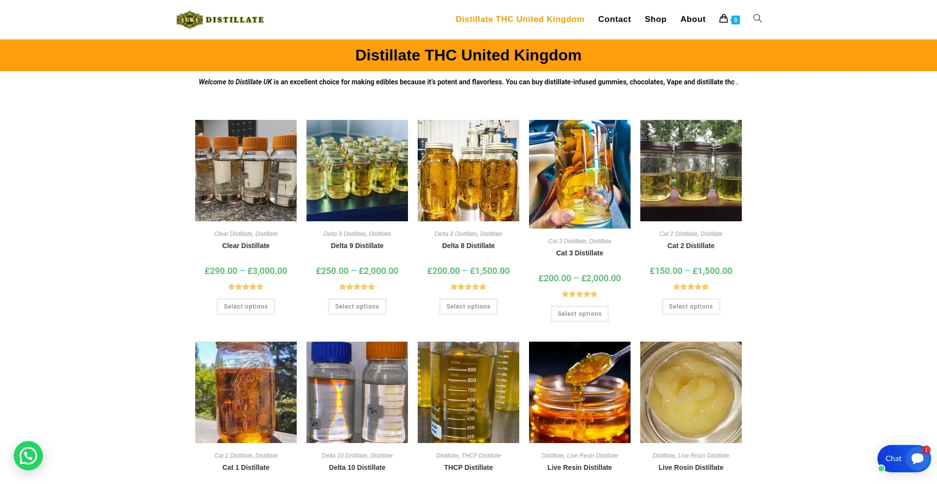 Website screenshot of Distillates.uk