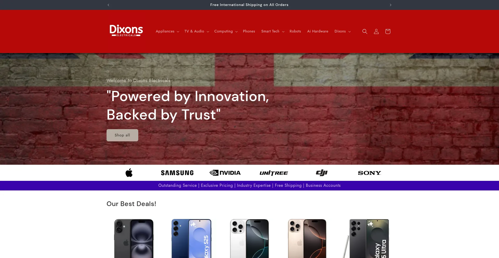 Website screenshot of Dixonselectricals.com