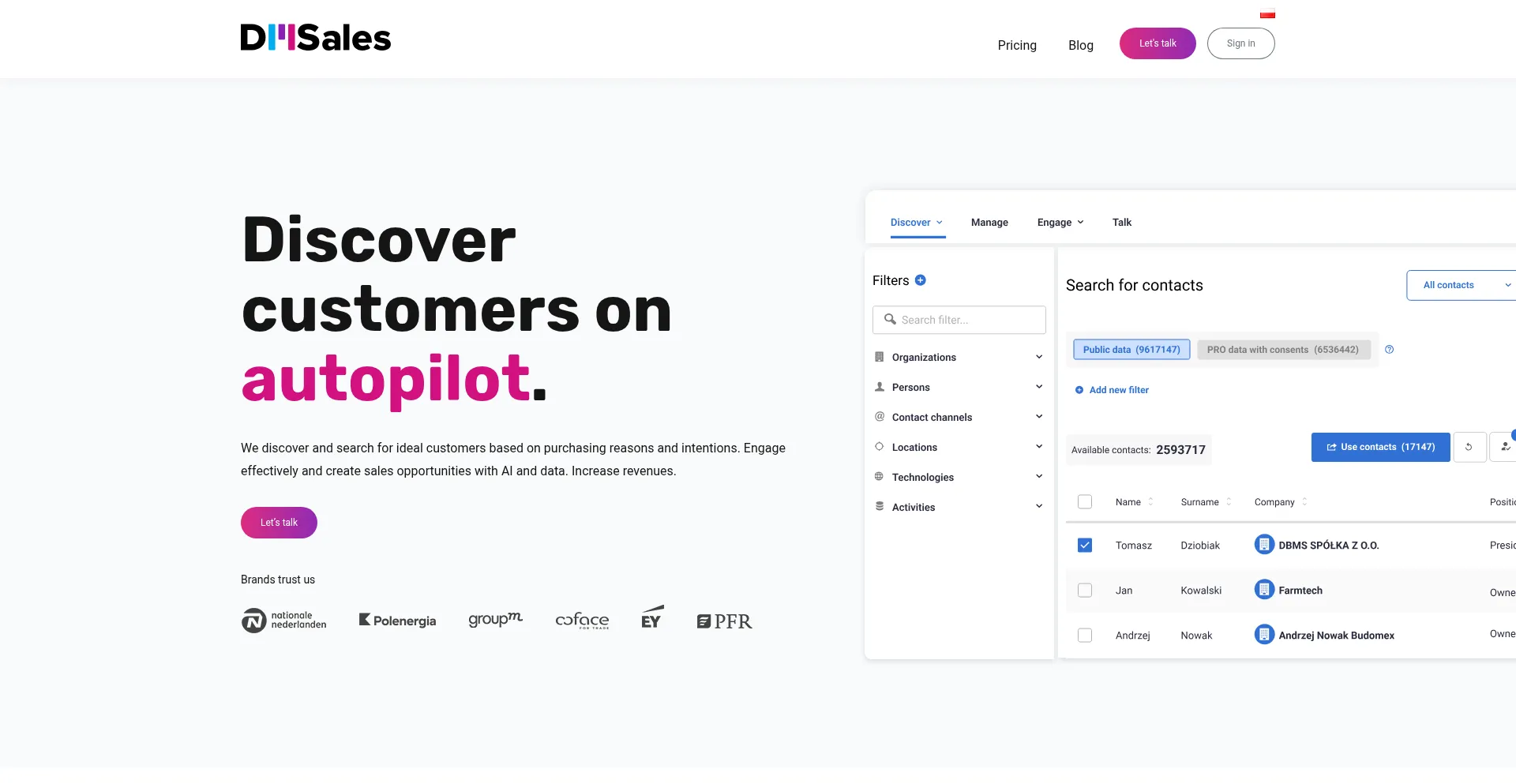 Website screenshot of Dmsales.com