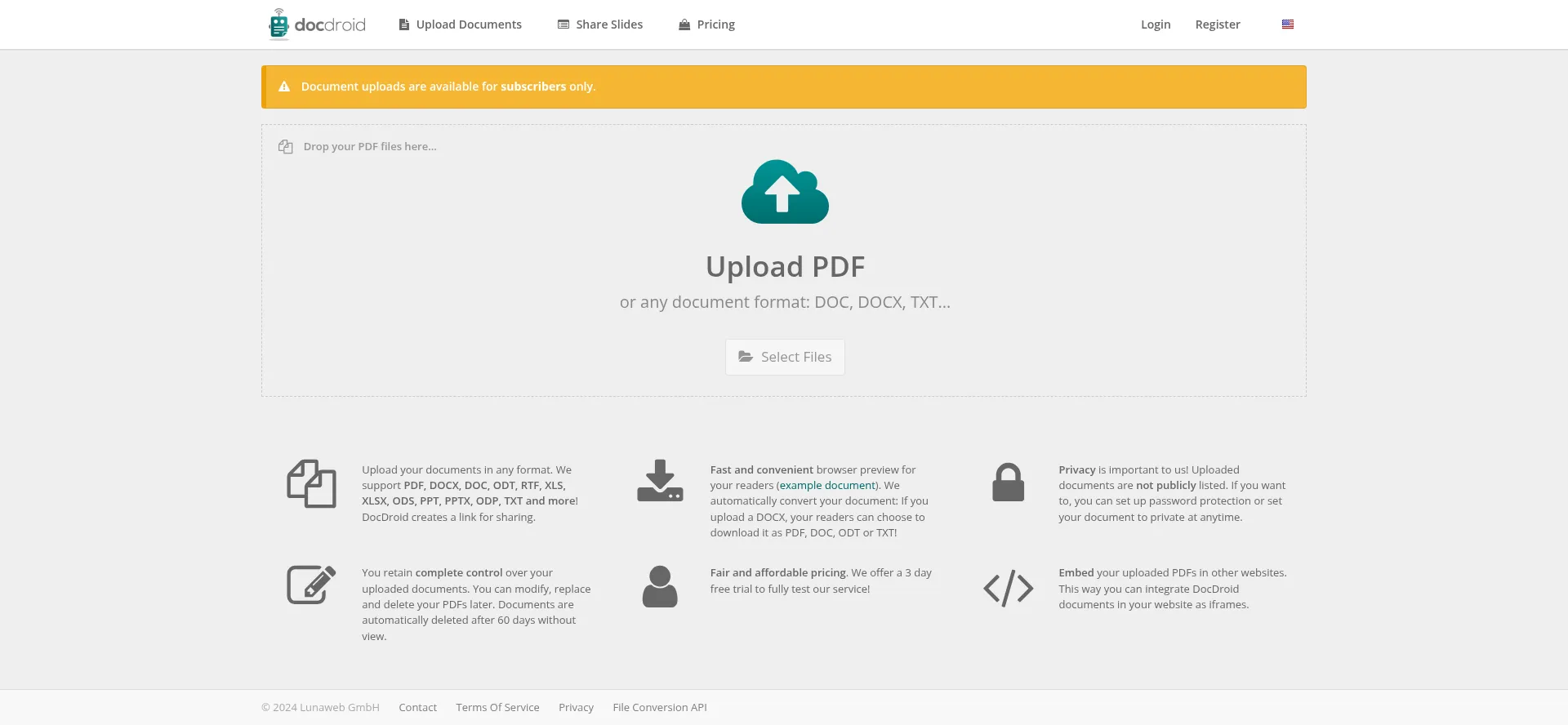 Website screenshot of Docdro.id