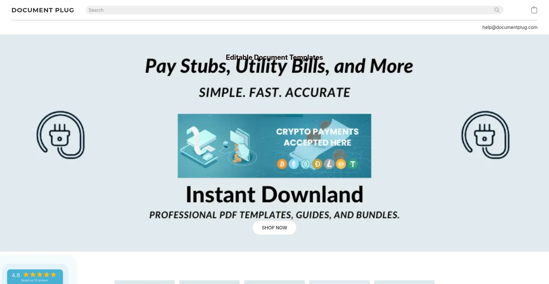 Website screenshot of Documentplug.com