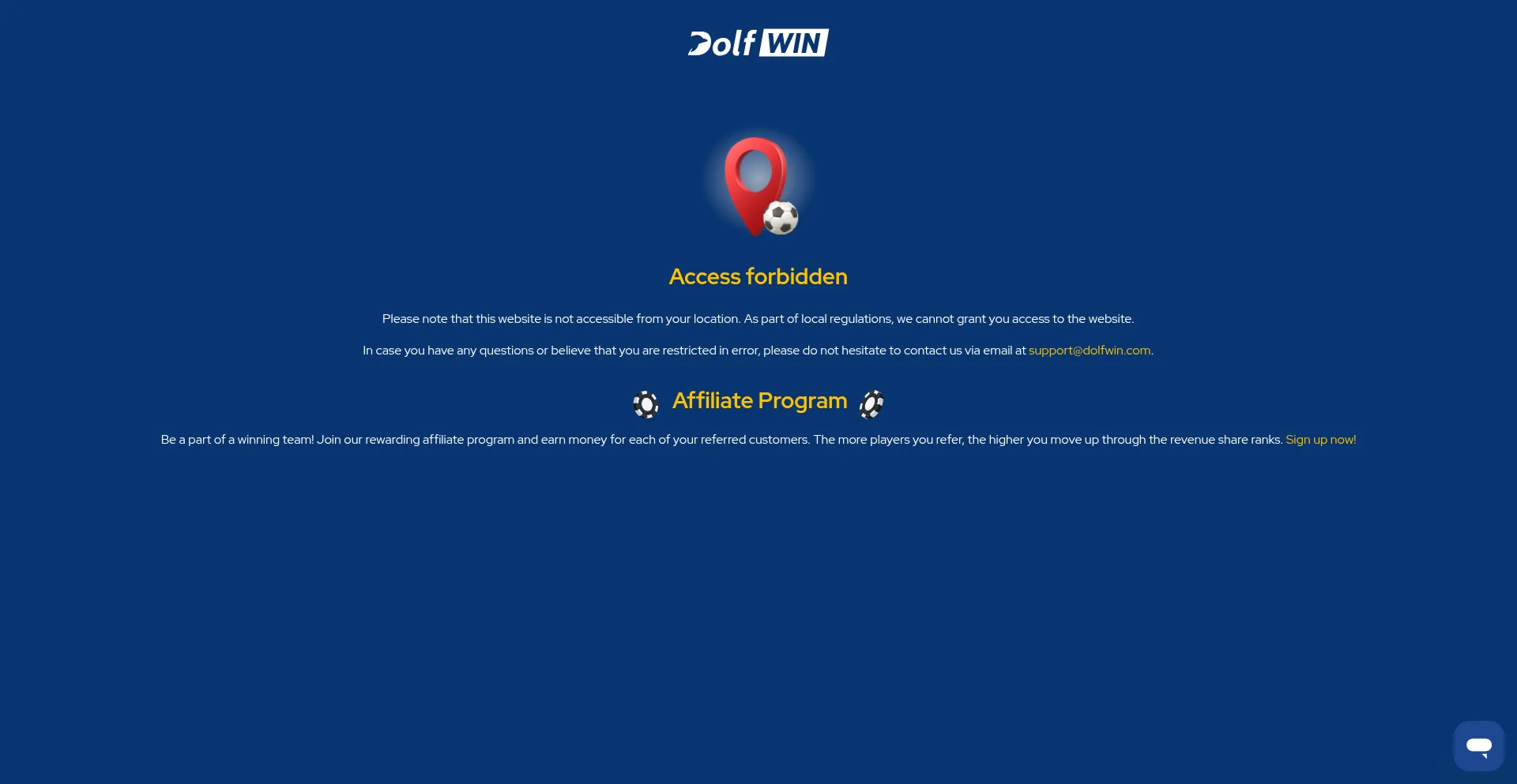 Website screenshot of Dolfwin.com