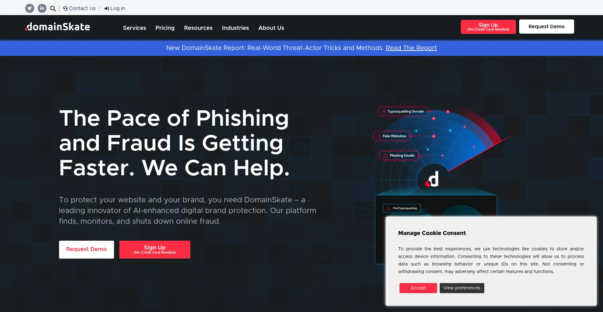 Website screenshot of Domainskate.com