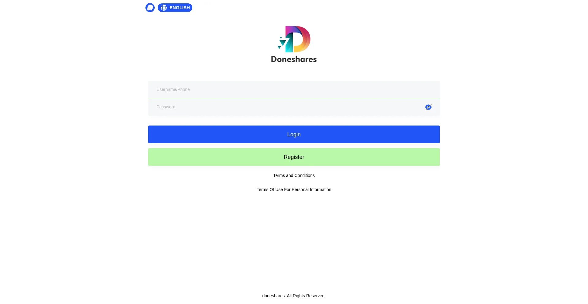 Website screenshot of Doneshares.xyz