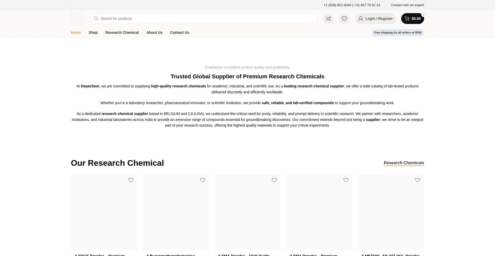 Website screenshot of Dopechem.com