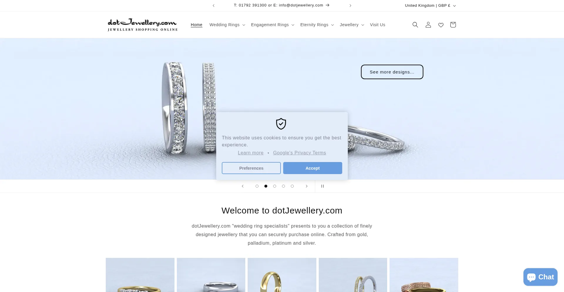 Website screenshot of Dotjewellery.com
