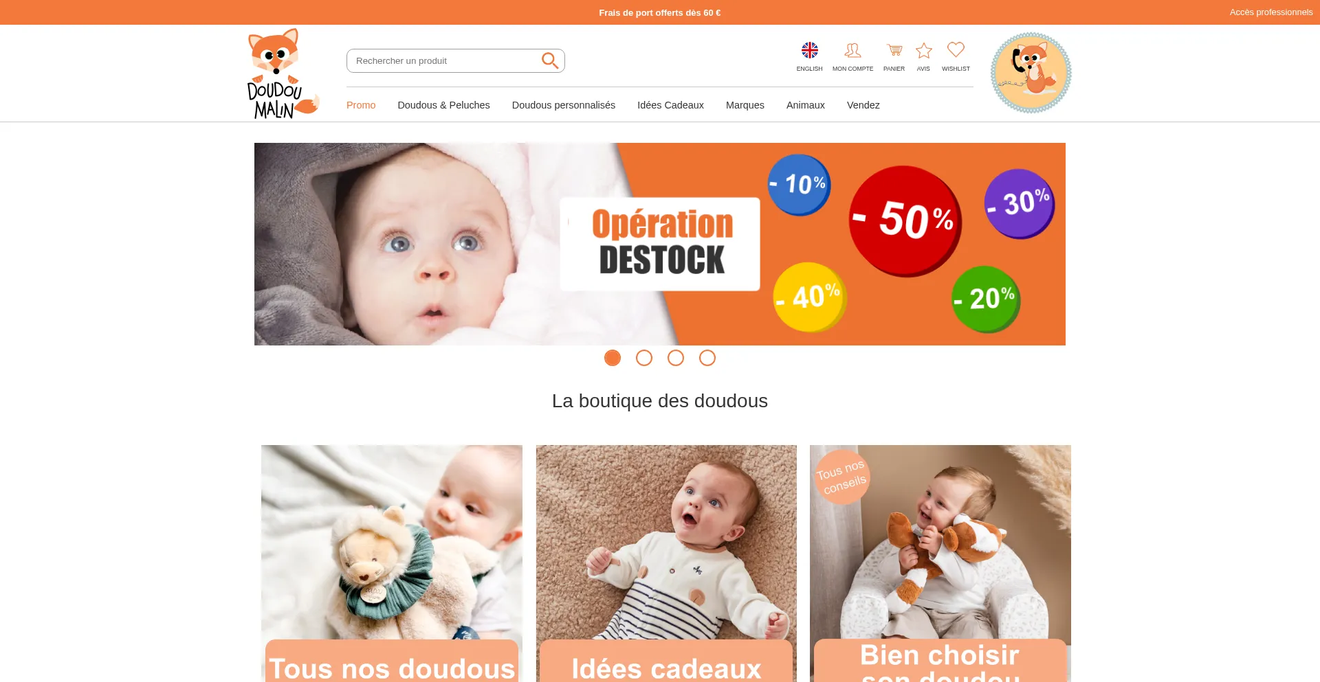 Website screenshot of Doudoumalin.com