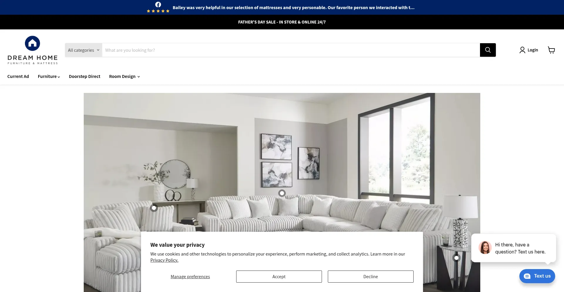 Website screenshot of Dreamhomefurniture.com