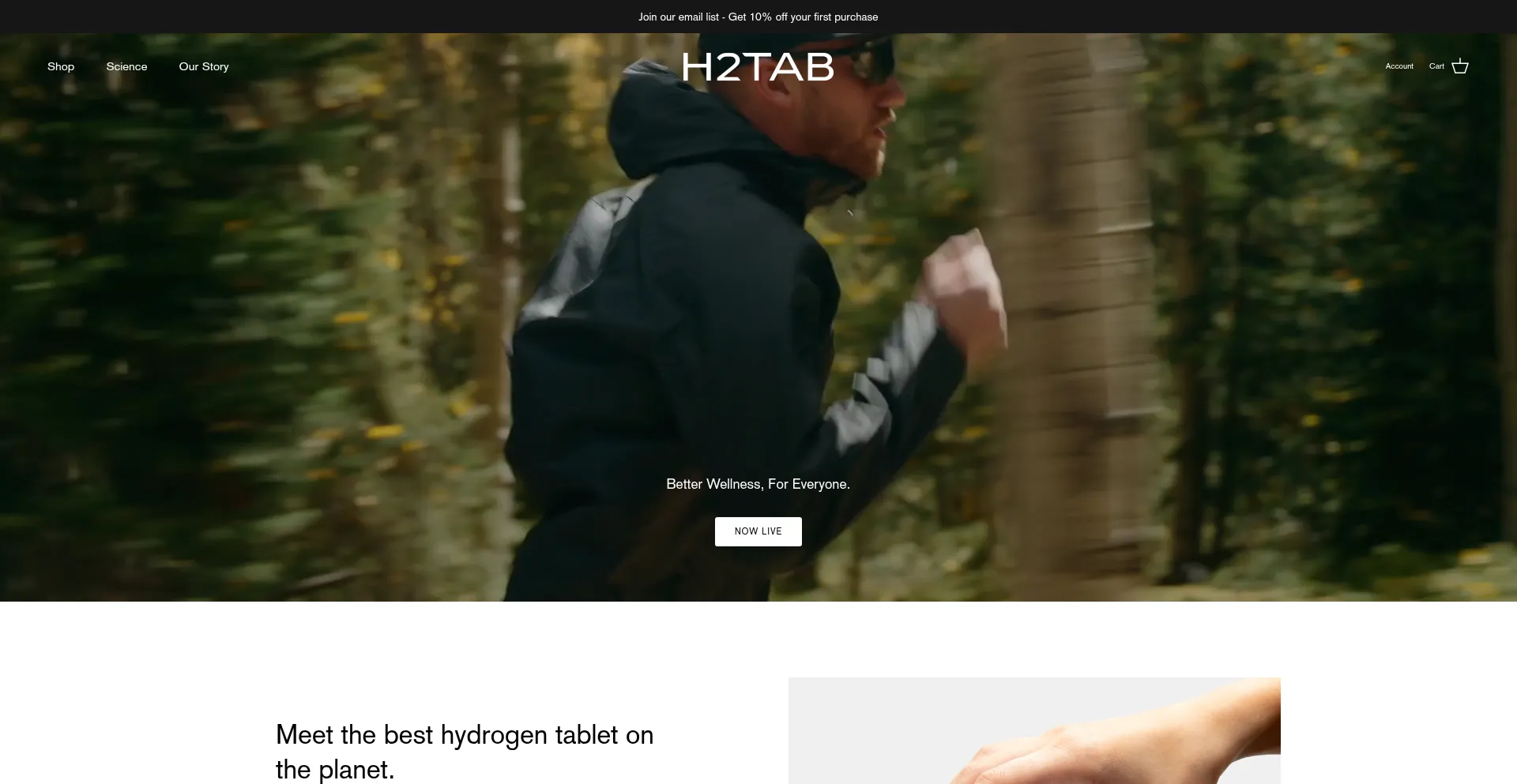Website screenshot of Drinkh2tab.com
