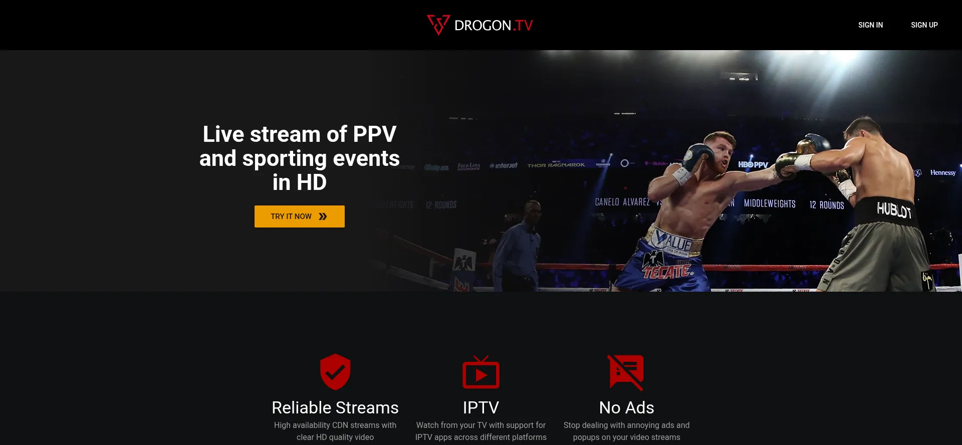 Website screenshot of Drogon.tv