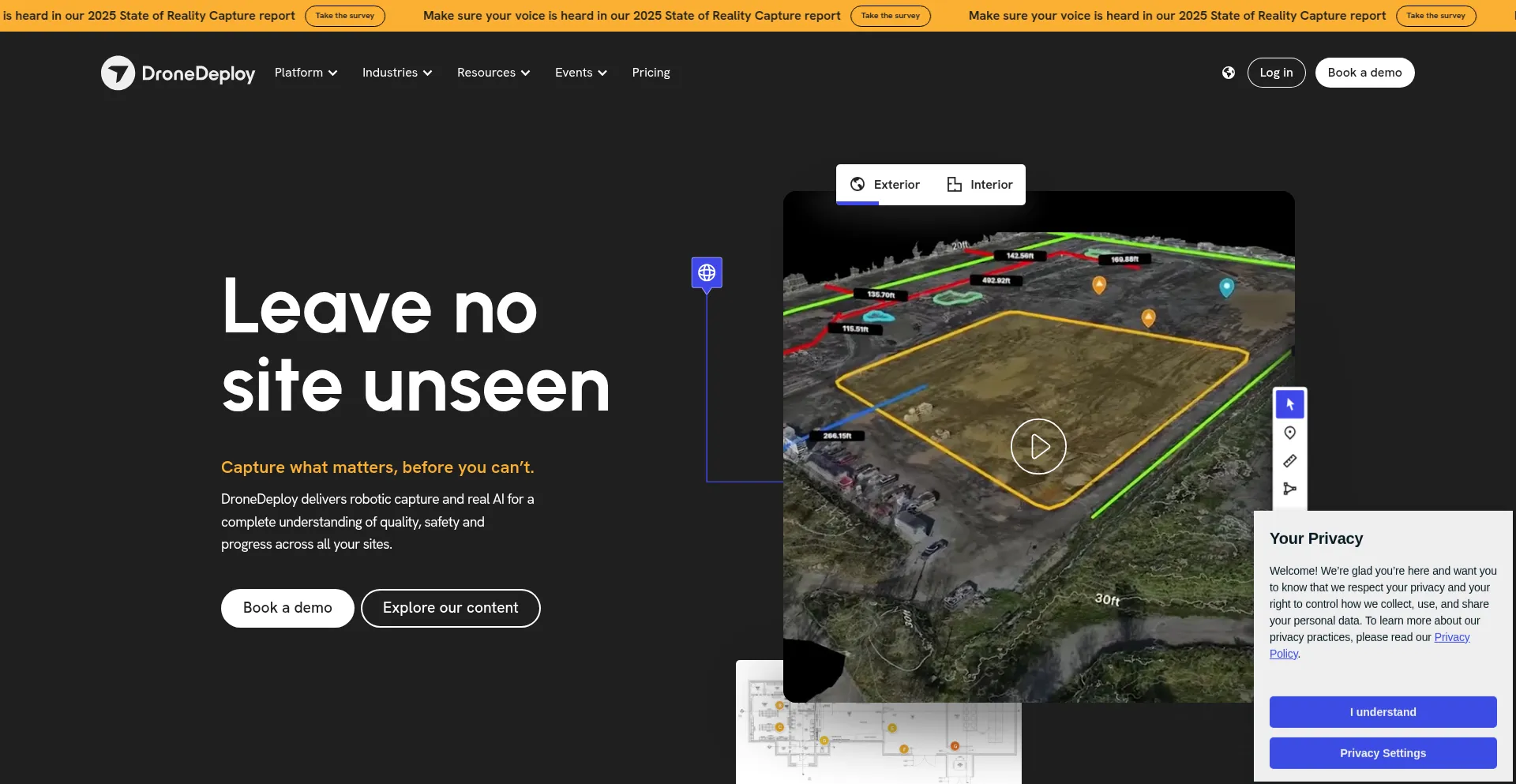Website screenshot of Dronedeploy.com