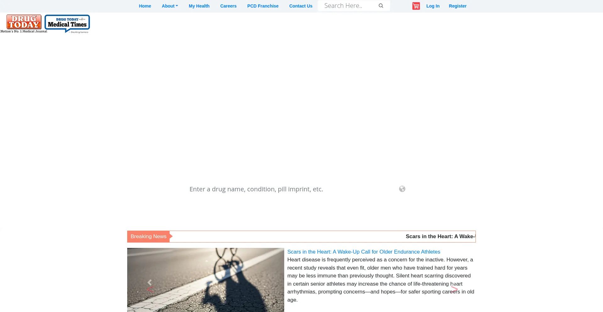 Website screenshot of Drugtodayonline.com