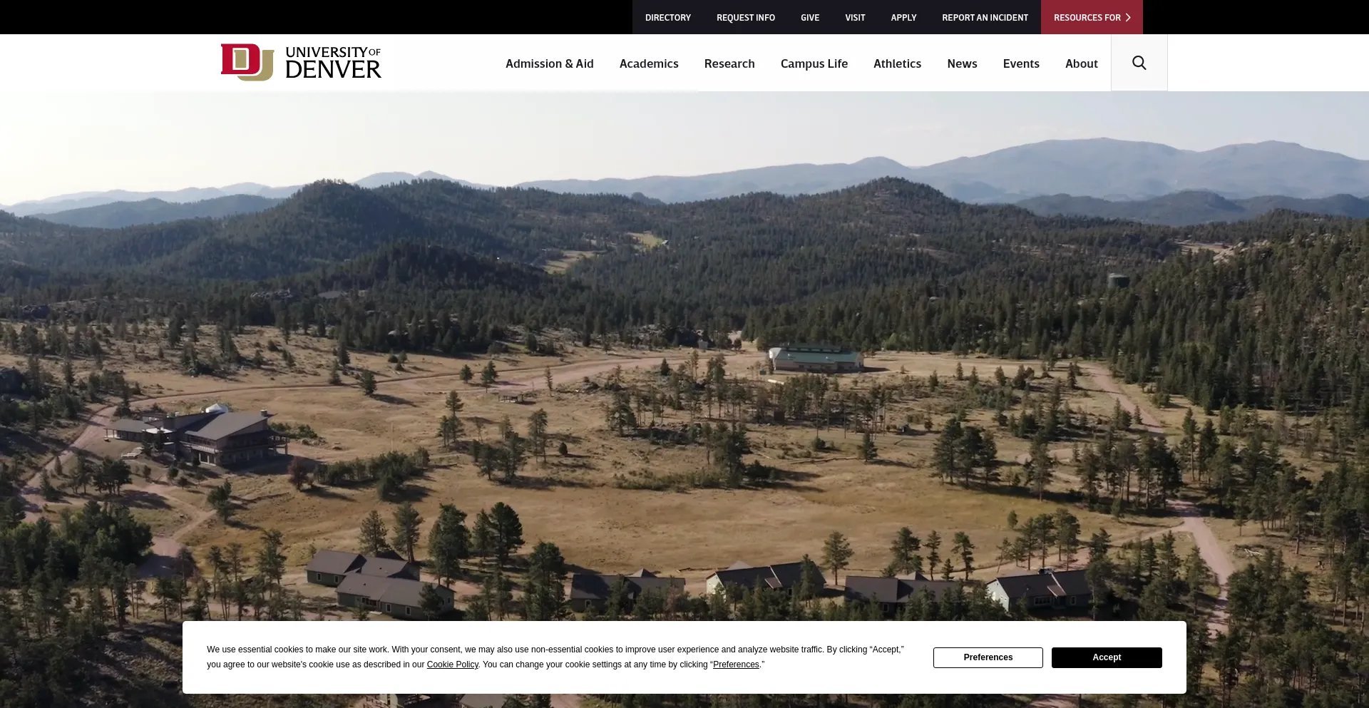Website screenshot of Du.edu