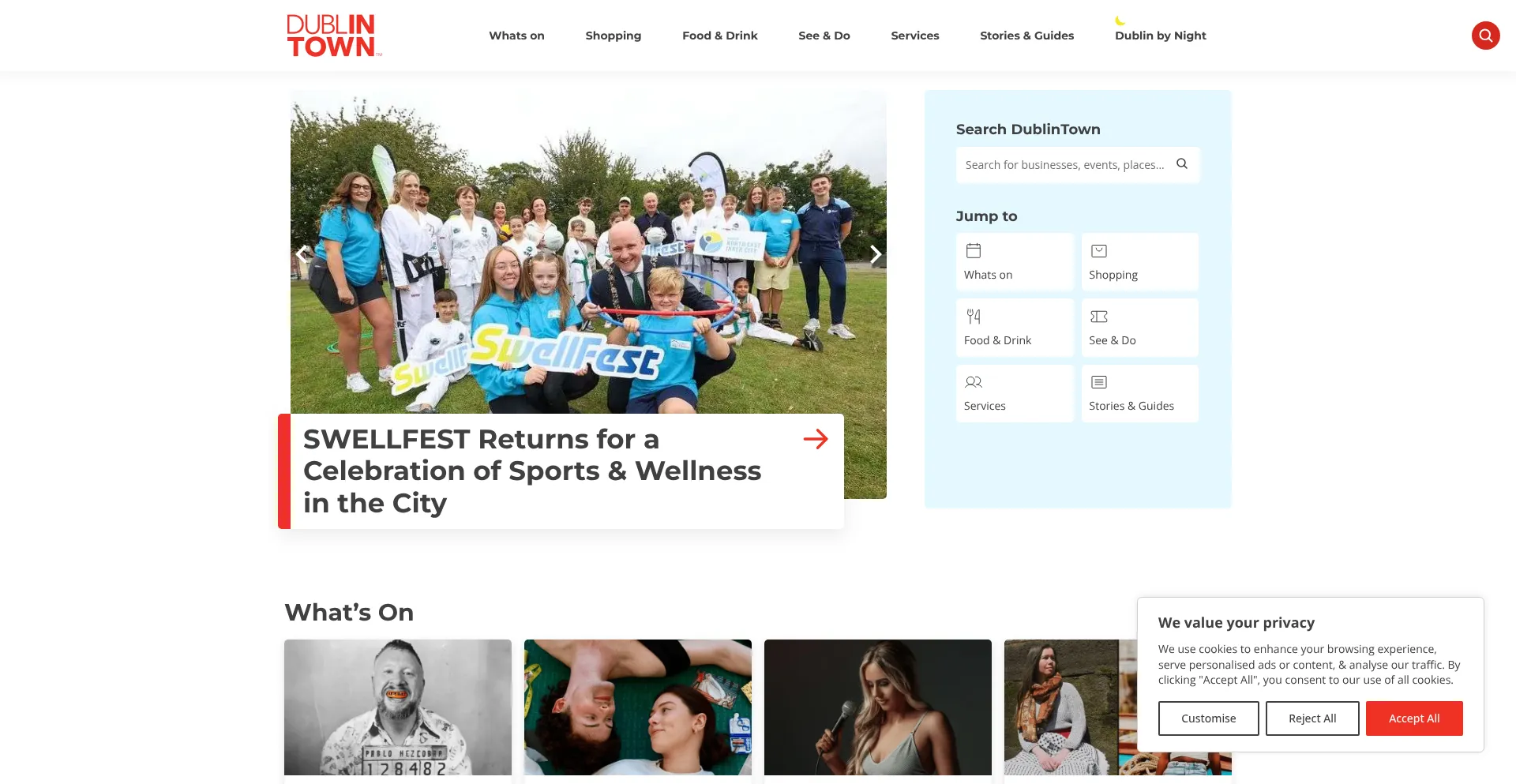 Website screenshot of Dublintown.ie