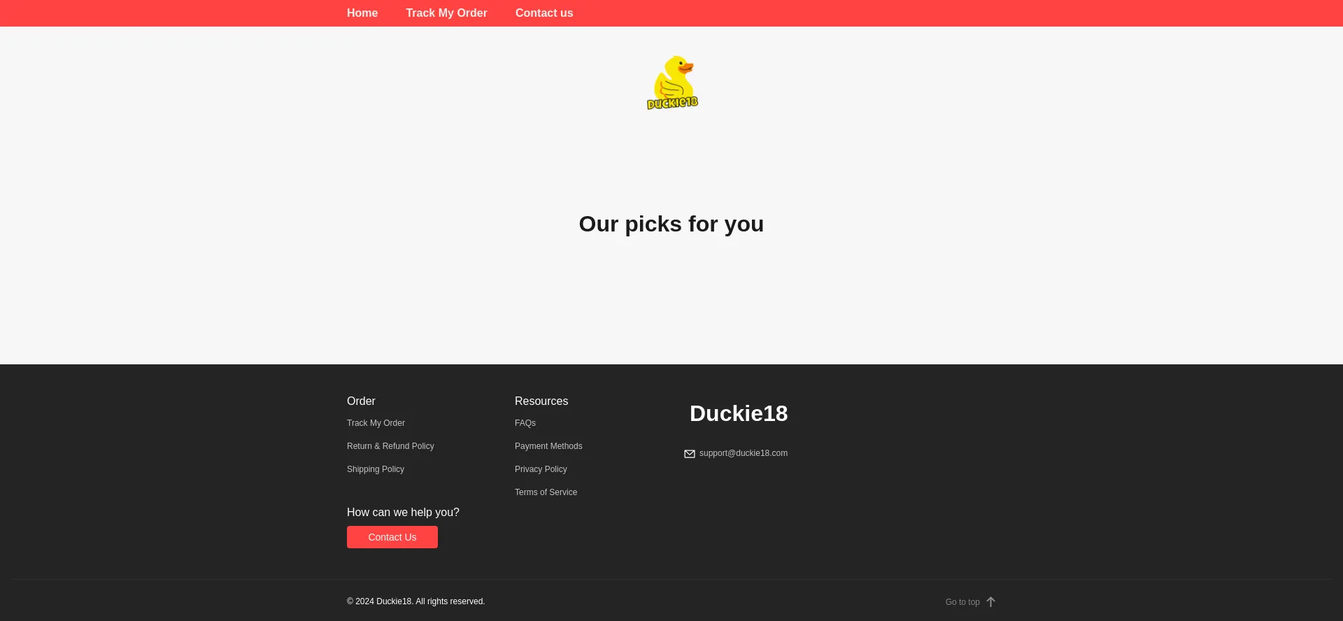 Website screenshot of Duckie18.com