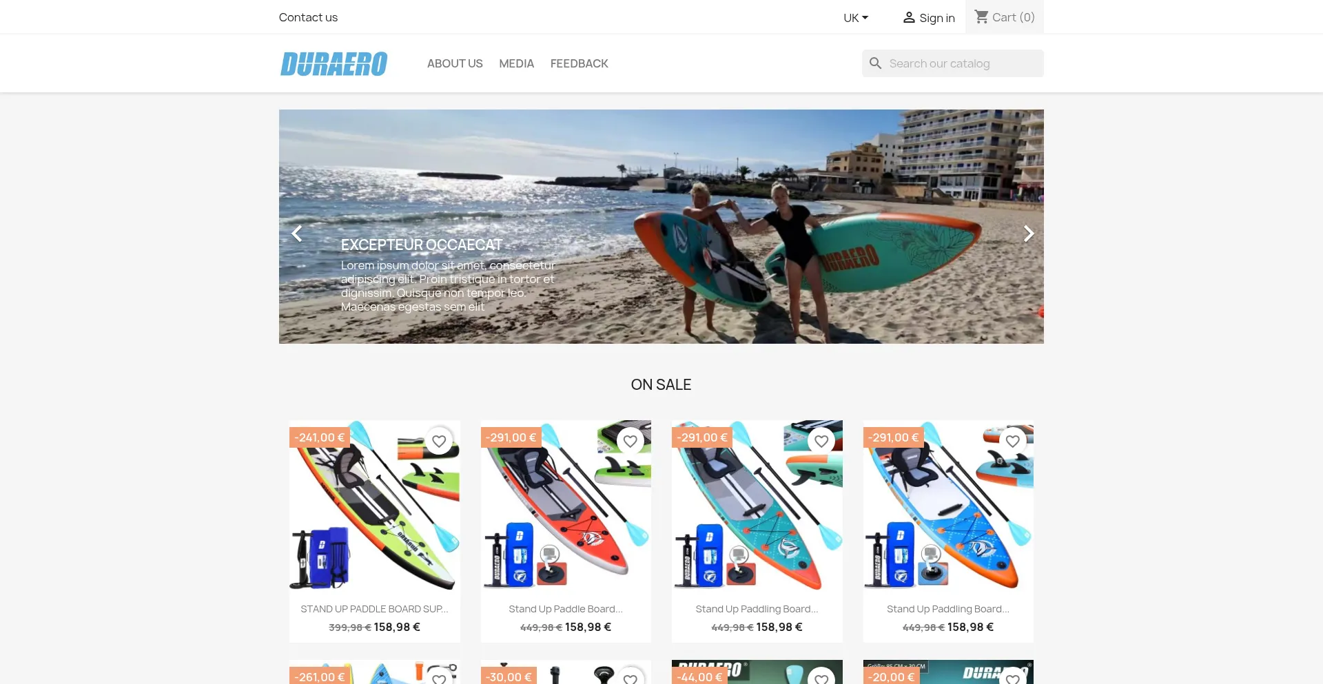 Website screenshot of Duraero.com