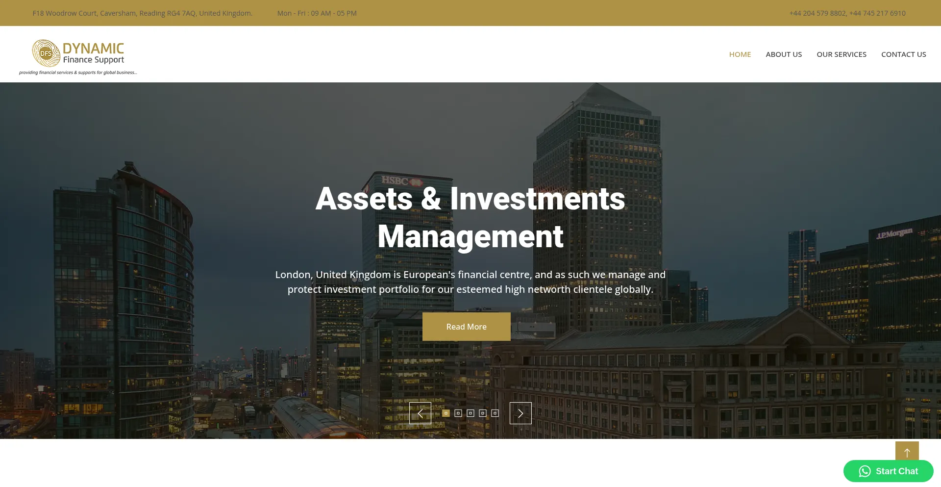 Website screenshot of Dynamicfinancesupport.com