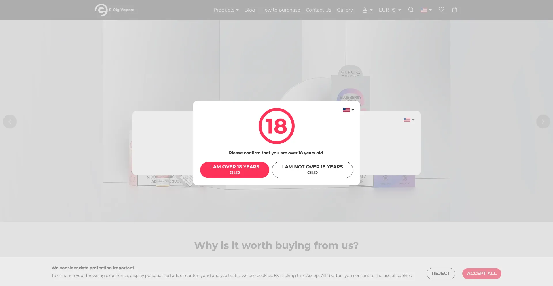 Website screenshot of E-cigvapers.com