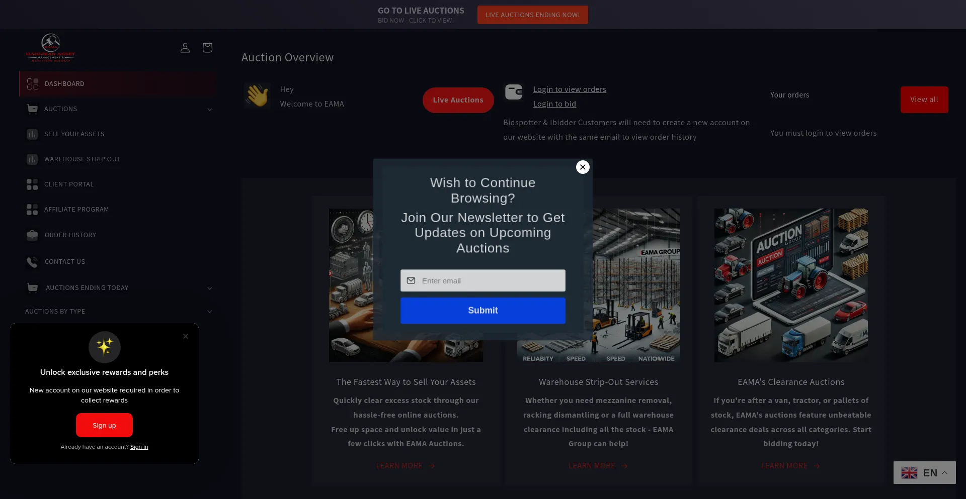 Website screenshot of Eama.group