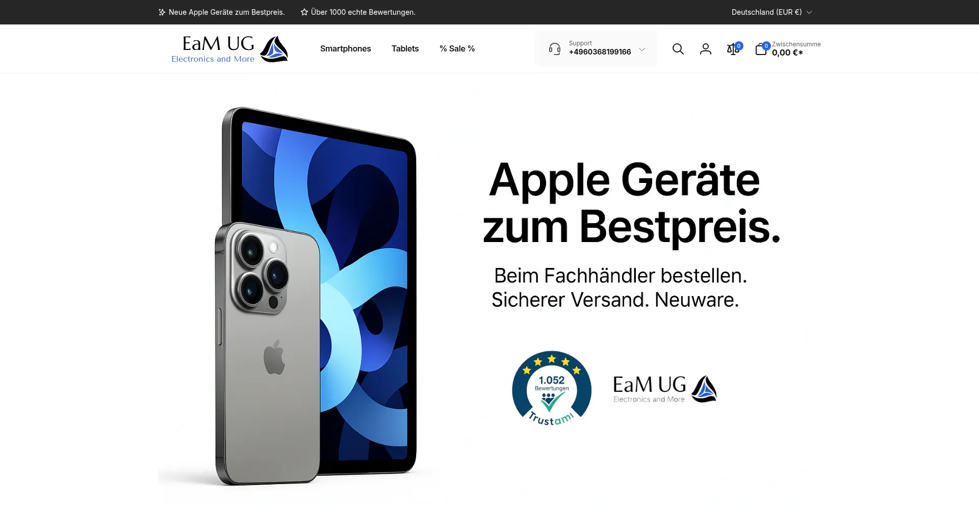 Website screenshot of Eamshop.de