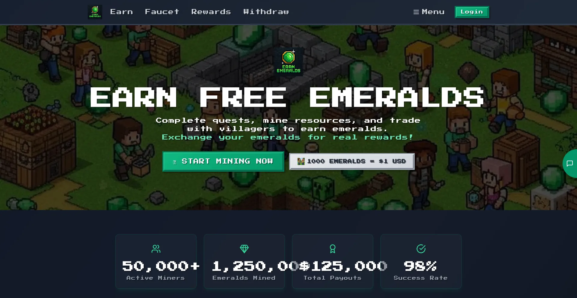 Website screenshot of Earnemeralds.com