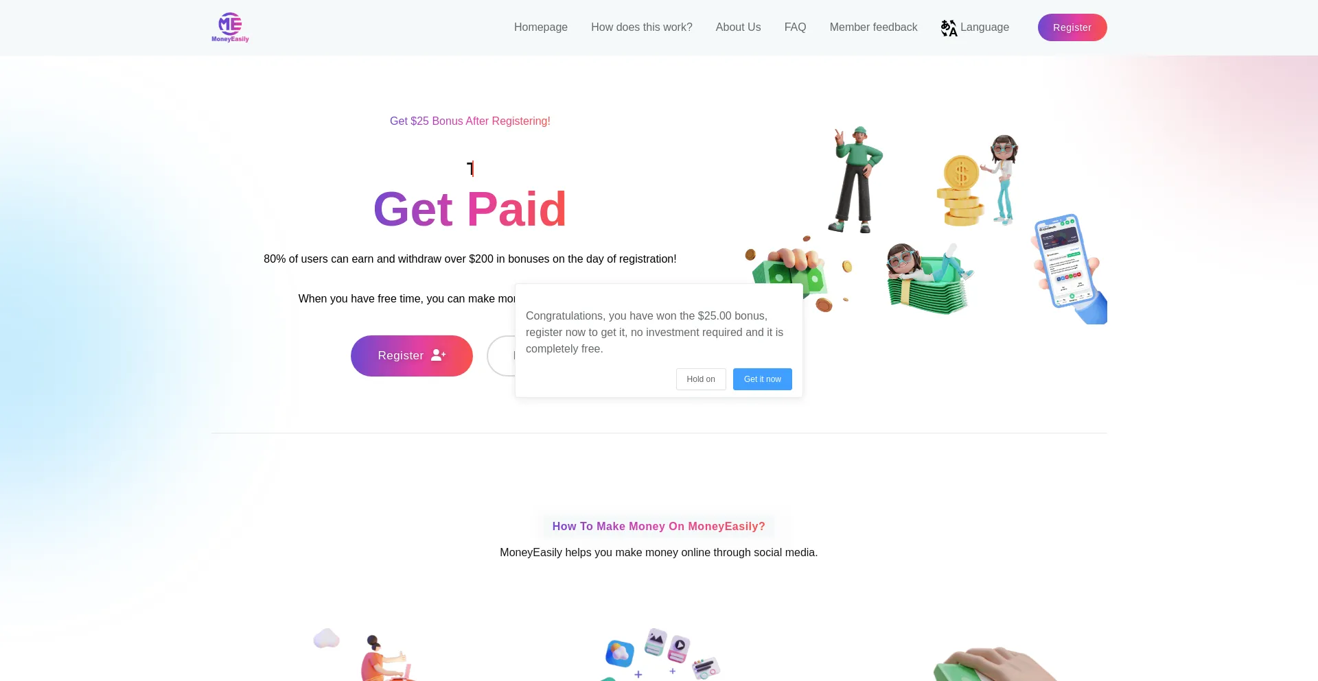 Website screenshot of Earnhgacash.buzz