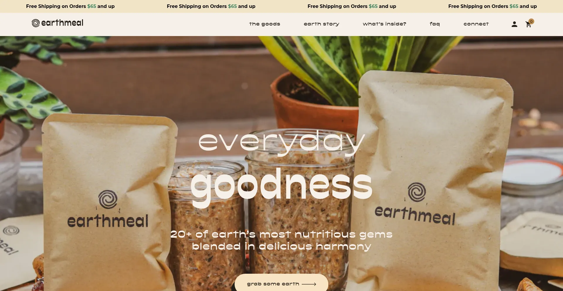Website screenshot of Earthmeal.com