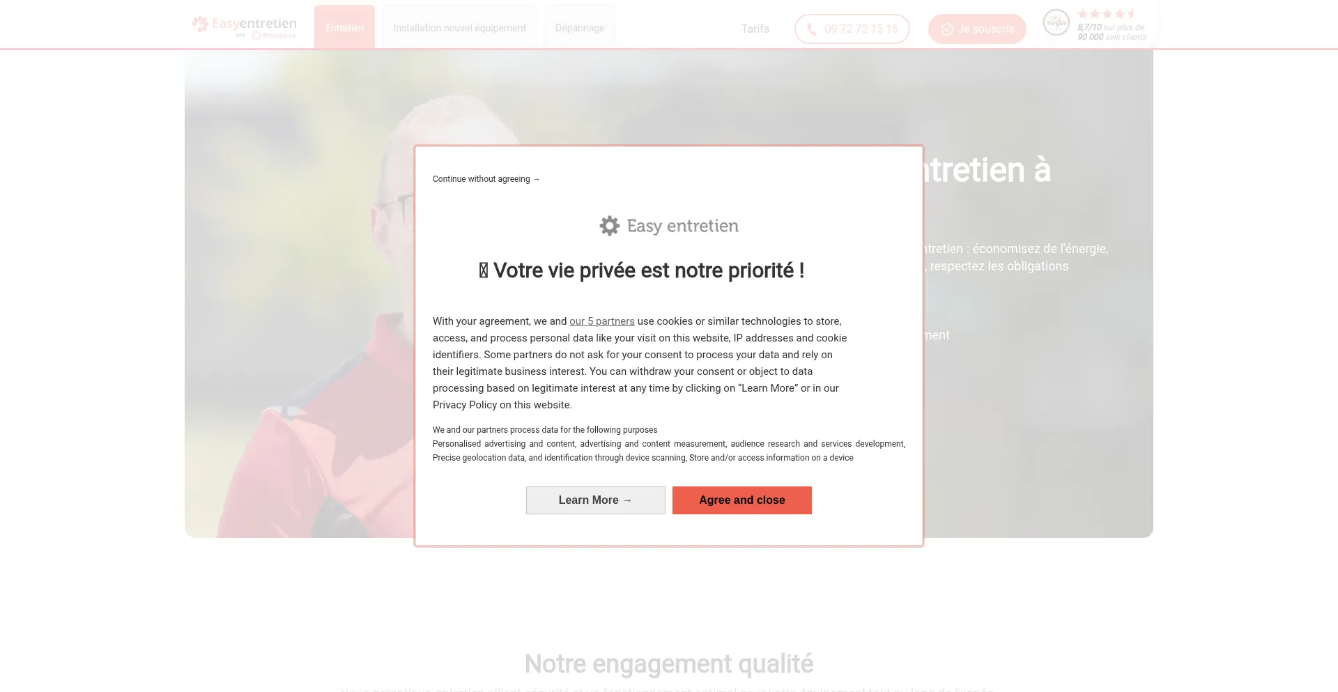 Website screenshot of Easy-entretien.com