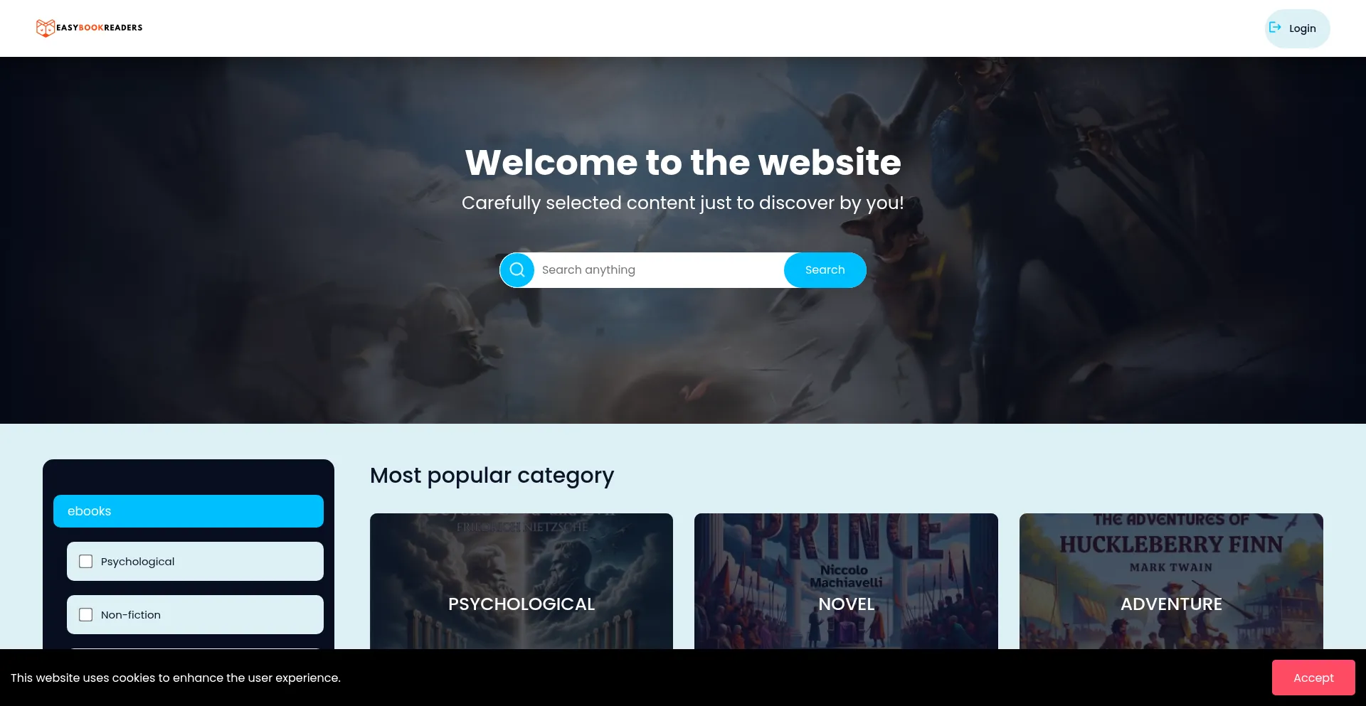 Website screenshot of Easybookreaders.com