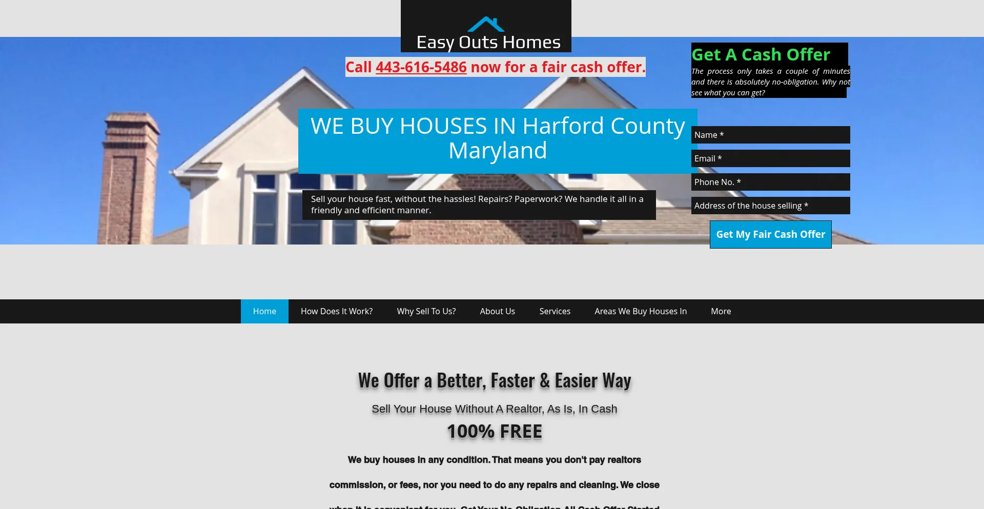 Website screenshot of Easyoutshomes.com