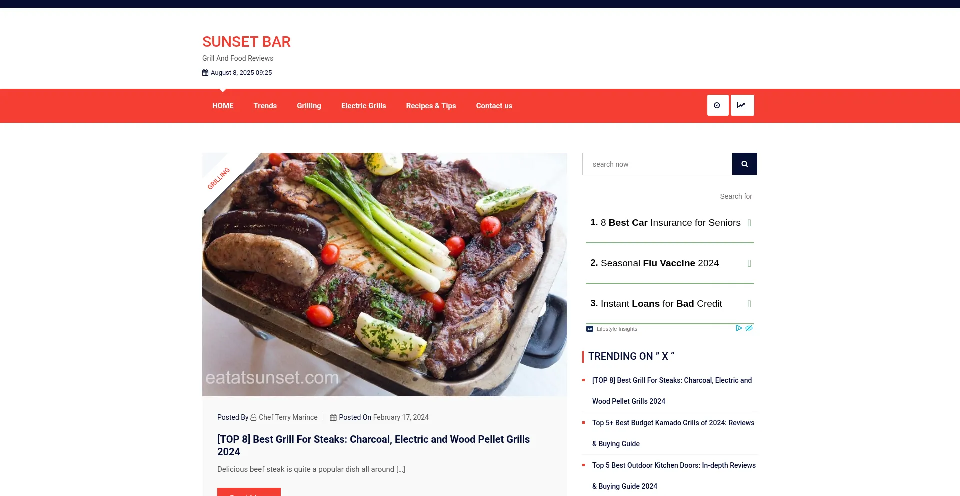 Website screenshot of Eatatsunset.net