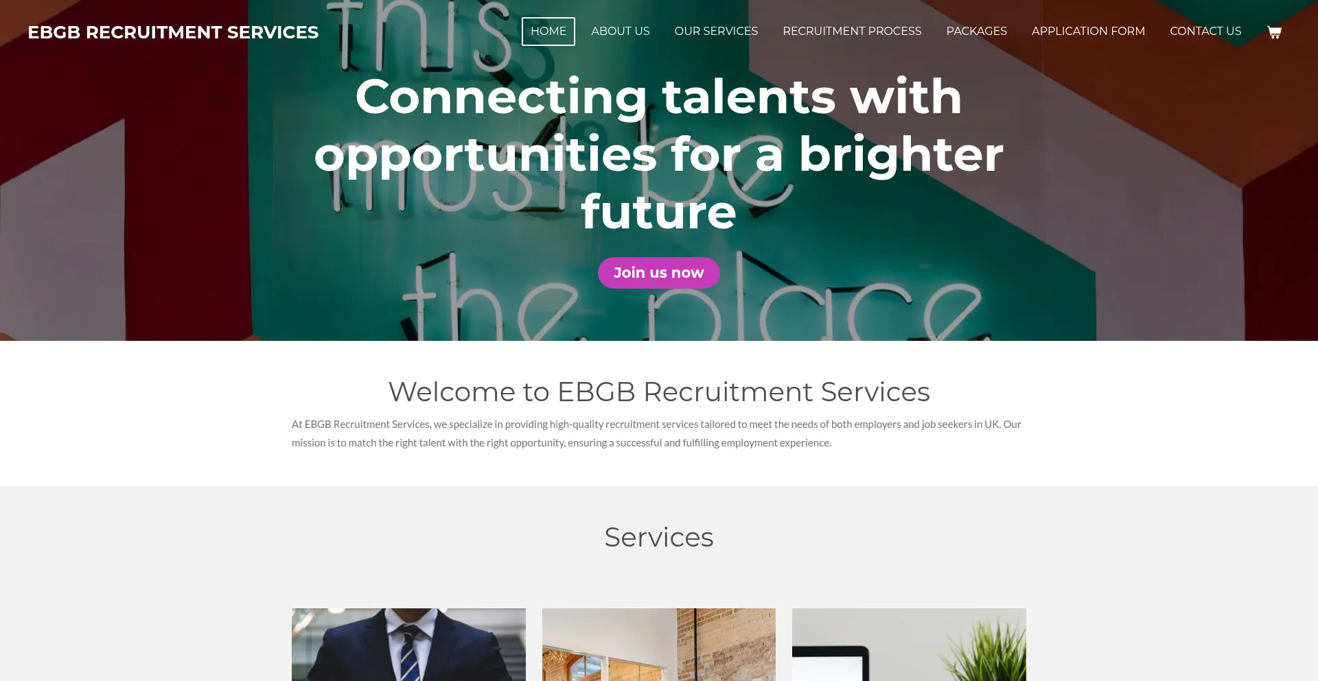 Website screenshot of Ebgbrecruitment.com