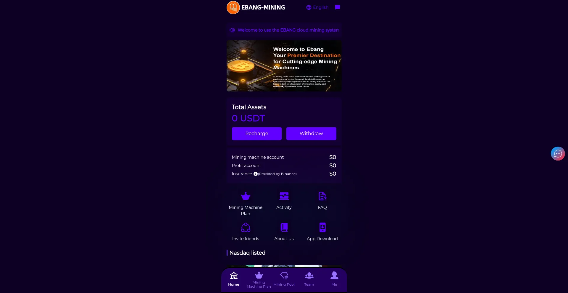 Website screenshot of Ebgmining.com