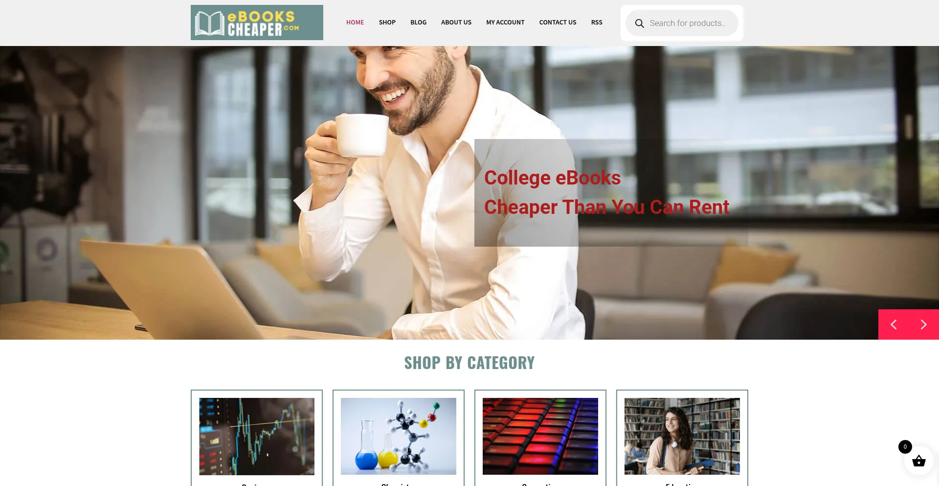 Website screenshot of Ebookscheaper.com