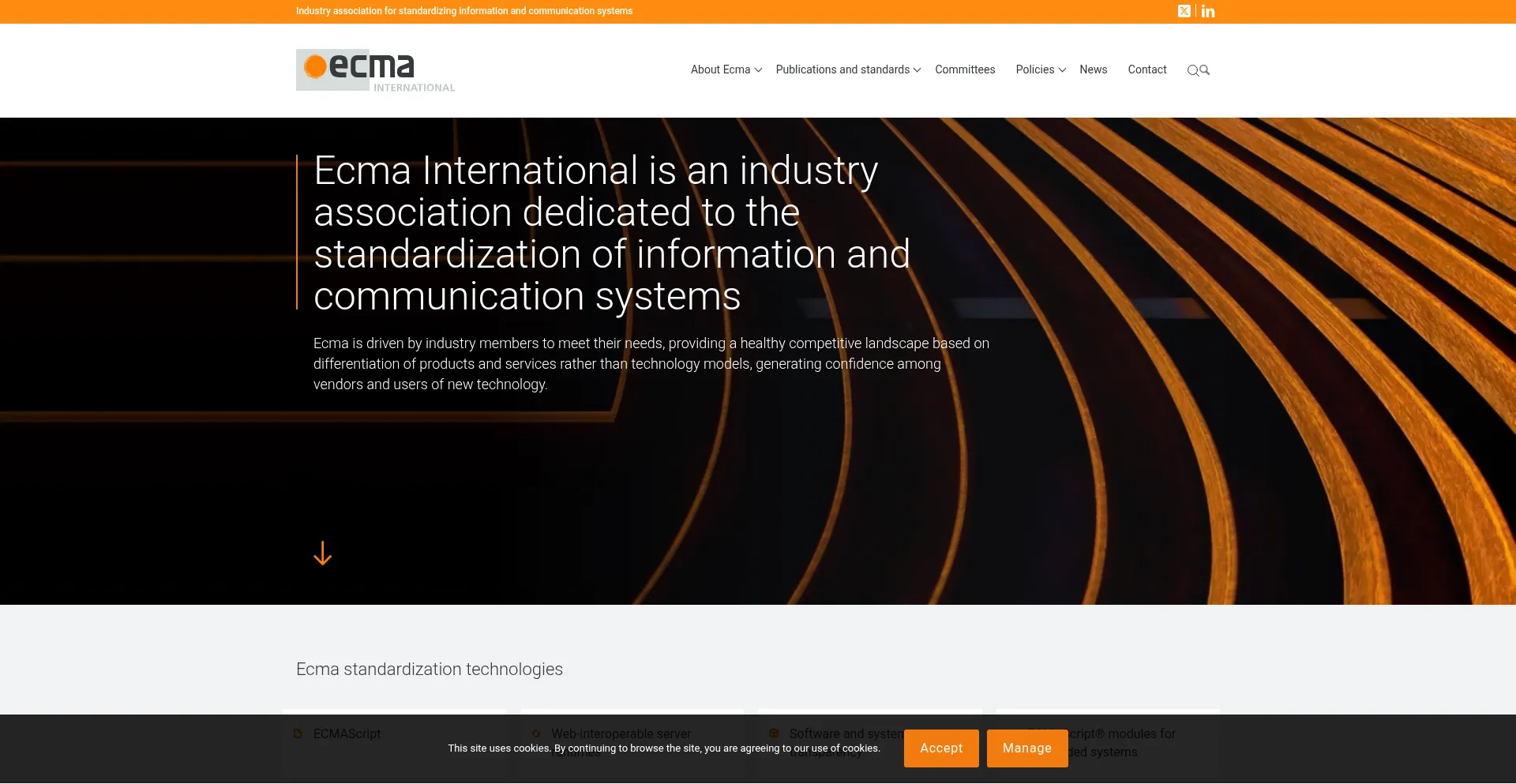 Website screenshot of Ecma-international.org
