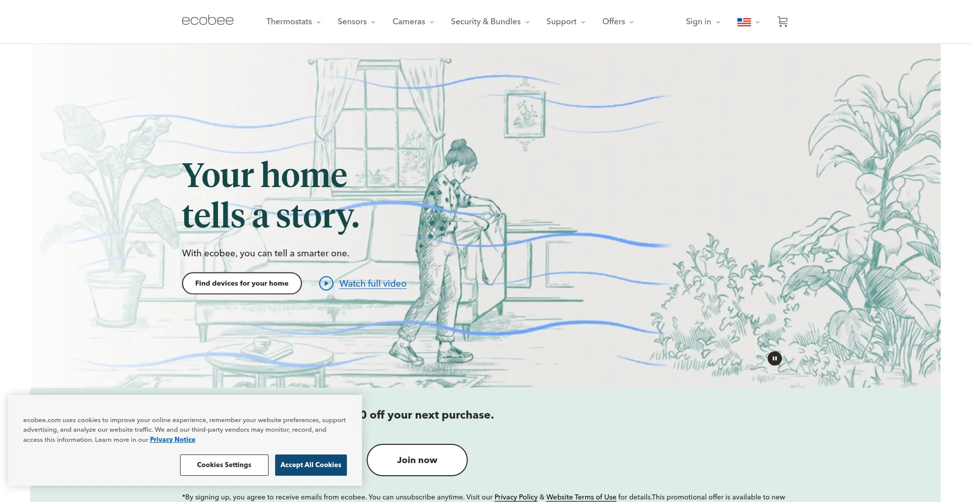 Website screenshot of Ecobee.com