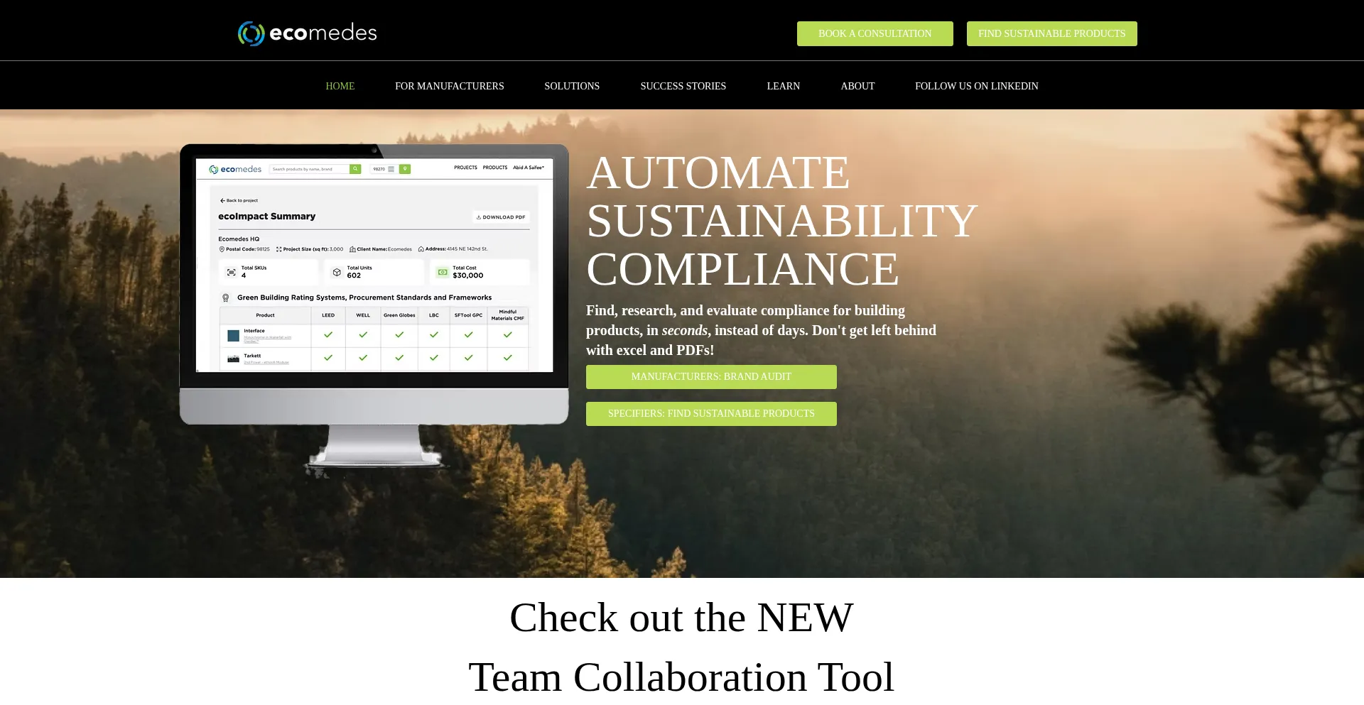 Website screenshot of Ecomedes.com