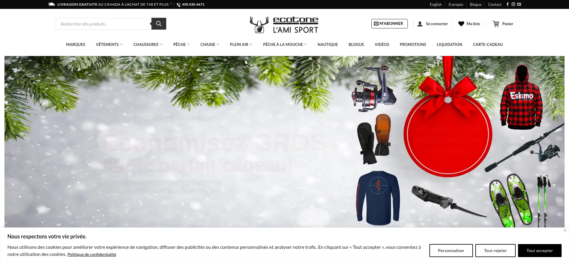 Website screenshot of Ecotonelamisport.ca