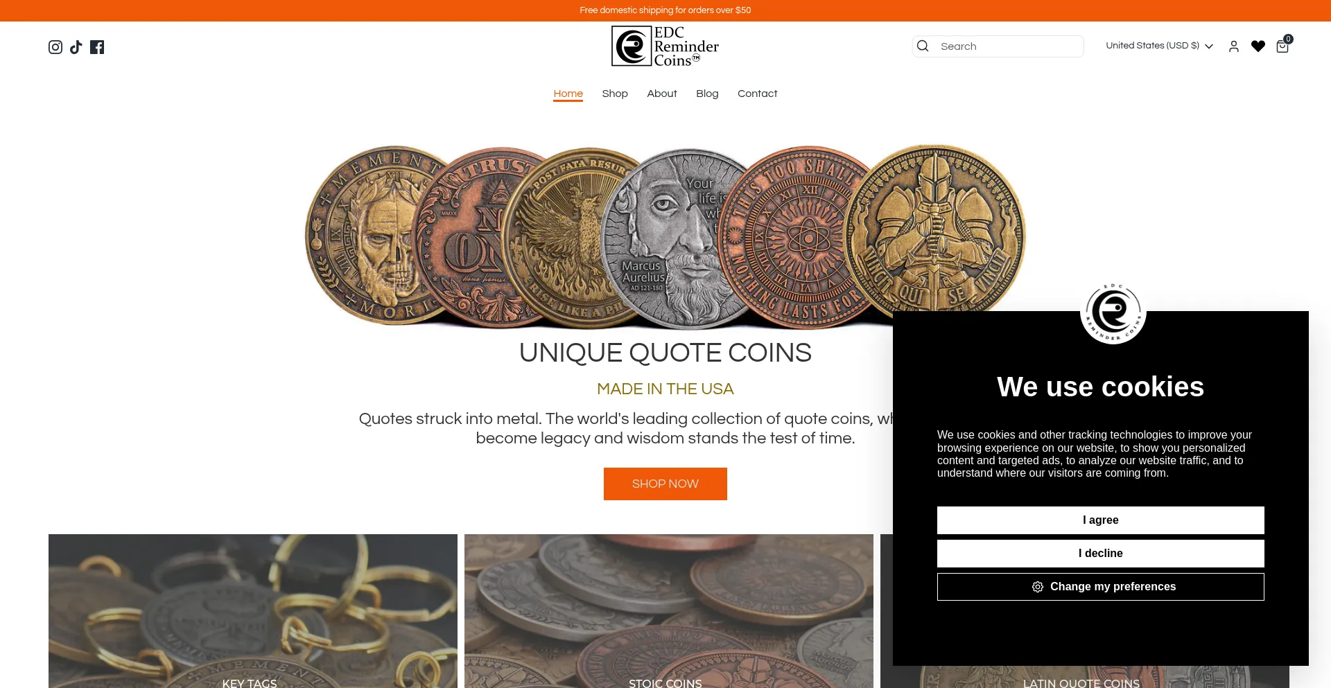 Website screenshot of Edcremindercoins.com